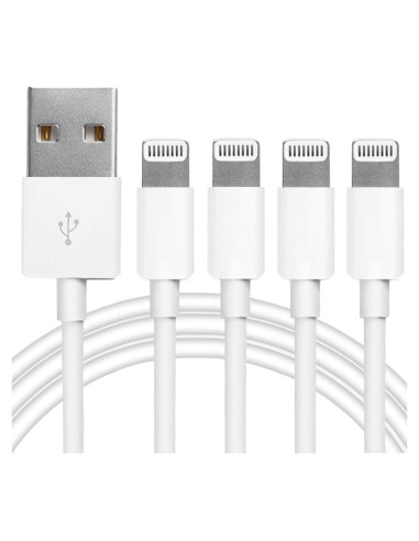 4 Pack Cable de Carga Lightning MFi MAILESI 1m Blanco