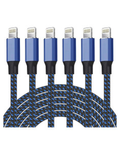Cargador Lightning MFi NKNZLY 6 Pack 3m Nylon Trenzado
