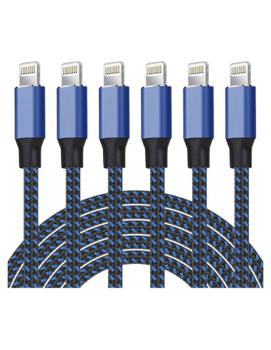 Cargador Lightning MFi NKNZLY 6 Pack 3m Nylon Trenzado
