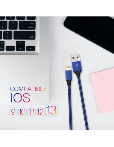 Cargador Lightning MFi NKNZLY 6 Pack 3m Nylon Trenzado