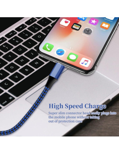 Cargador Lightning MFi NKNZLY 6 Pack 3m Nylon Trenzado