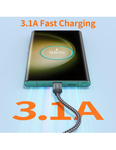 Cable USB Tipo C JXMOX 1m Trenzado 3.1A Carga Rápida 2-Pack 2