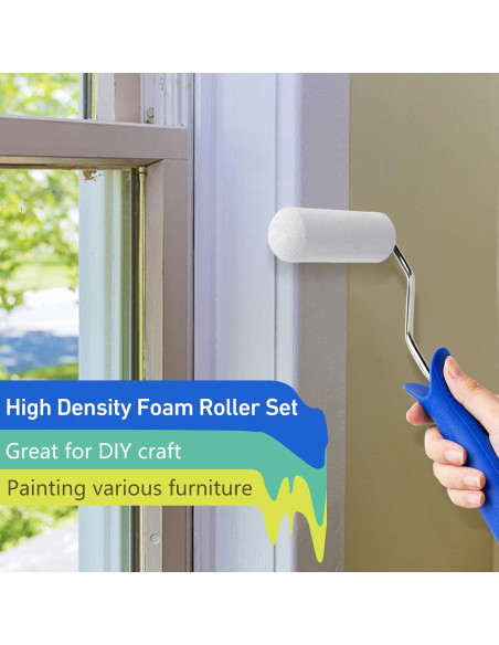 Kit de Rodillo de Pintura de Espuma Mister Rui 4" - 8 Piezas