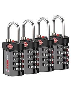 Candado de Viaje Forge TSA 4 Pack, Combinación, Negro