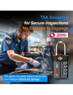 Candado de Viaje Forge TSA 4 Pack, Combinación, Negro 2