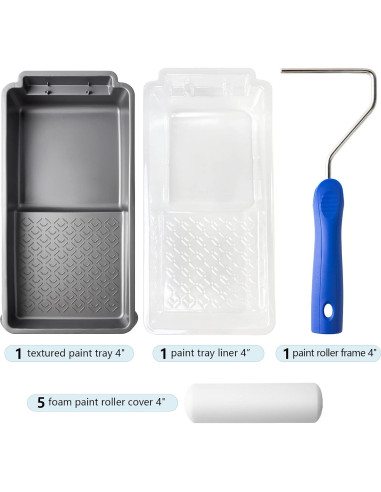 Kit de Rodillo de Pintura de Espuma Mister Rui 4" - 8 Piezas