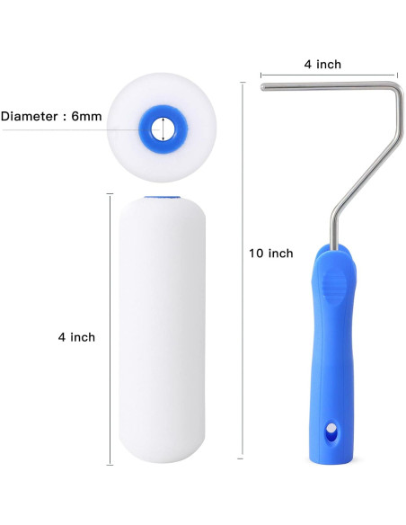 Kit de Rodillo de Pintura de Espuma Mister Rui 4" - 8 Piezas