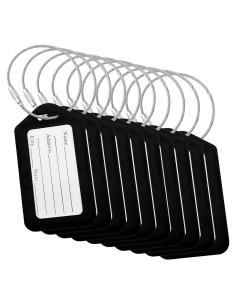 Etiquetas de Equipaje Negras BlueCosto 10 Piezas PVC