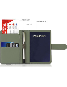 Funda de Pasaporte Melsbrinna Cuero Premium RFID Verde Musgo 2