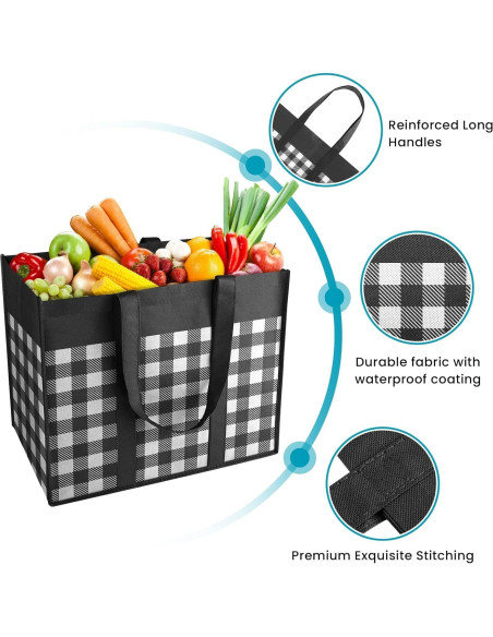 Bolsas de Compras Reutilizables WOWBOX, Paquete de 4, 35L Bolsas de Compras Reutilizables WOWBOX, Paquete de 4, 35L