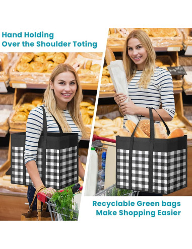 Bolsas de Compras Reutilizables WOWBOX, Paquete de 4, 35L