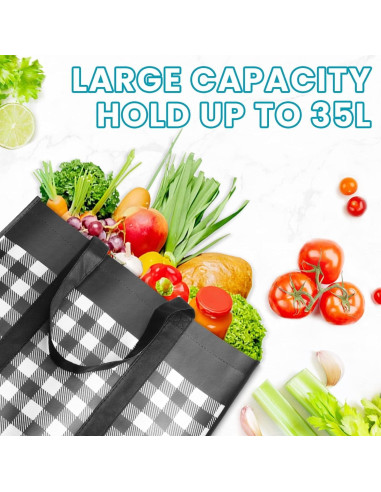 Bolsas de Compras Reutilizables WOWBOX, Paquete de 4, 35L