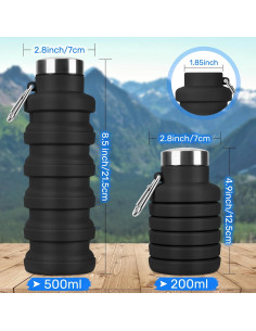 Botella de Agua Plegable Rotayi 473ml Silicona Ligera Negra 2