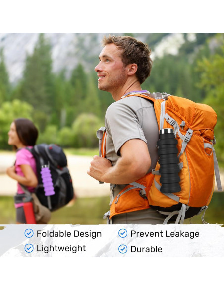 Botella de Agua Plegable Rotayi 473ml Silicona Ligera Negra