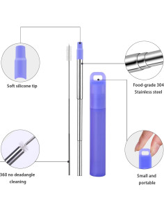 Pajitas de Metal Reutilizables NAIVELY - 3 Piezas Portátiles 2