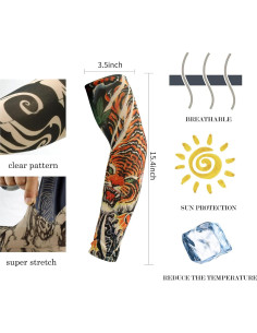 Mangas de Tatuaje YARIEW 12pc Unisex Protección Solar 2