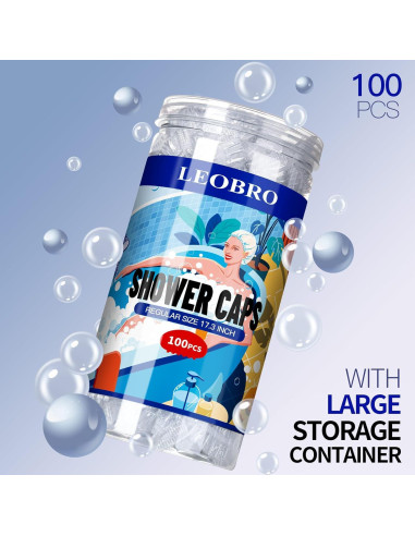 Gorras de Ducha Desechables LEOBRO 100PCS 43.9cm Transparentes