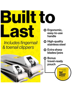 Juego de Cortauñas Harperton Ultra Afilados con Lima - Plata 2