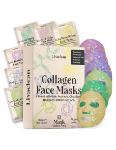 Mascarillas Faciales LivaClean 12 Unidades Hidratantes Colágeno