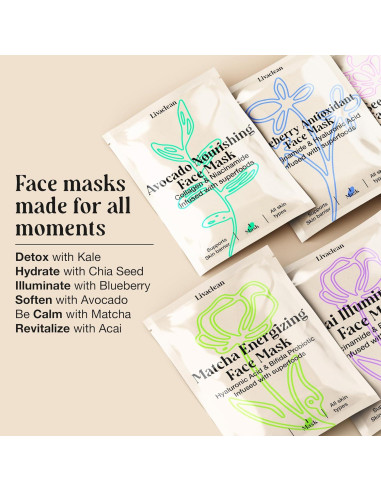 Mascarillas Faciales LivaClean 12 Unidades Hidratantes Colágeno