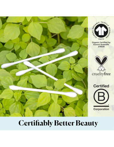 Bastones de Algodón Orgánico Sky Organics 500 Unidades Hipoalergénicos