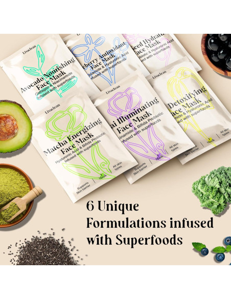 Mascarillas Faciales LivaClean 12 Unidades Hidratantes Colágeno