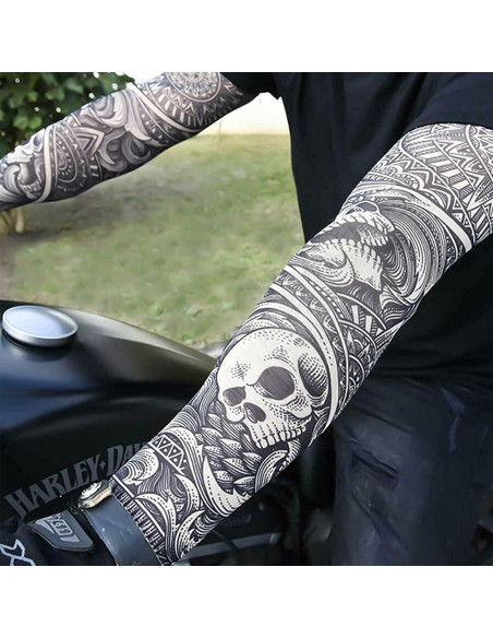 2 Mangas de Tatuaje Nylon Elástico Adulto Punk Rocker Halloween 2 Mangas de Tatuaje Nylon Elástico Adulto Punk Rocker Halloween