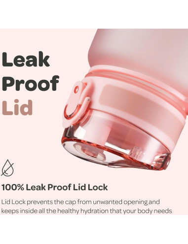 Botella de Agua Hydracy Coach 1L con Marcador de Tiempo Oro Rosa