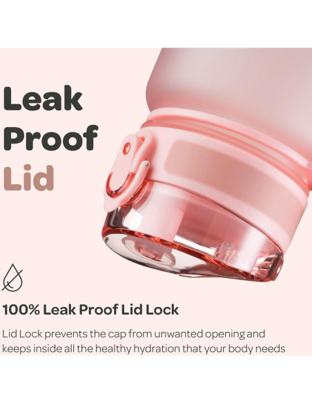 Botella de Agua Hydracy Coach 1L con Marcador de Tiempo Oro Rosa