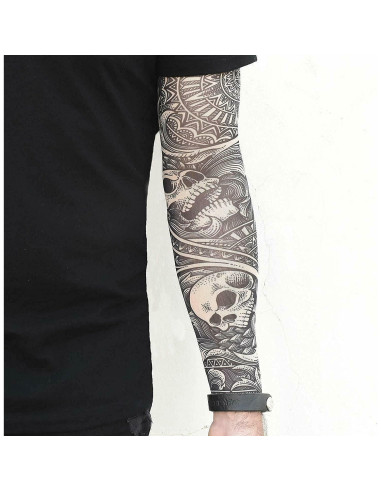 2 Mangas de Tatuaje Nylon Elástico Adulto Punk Rocker Halloween