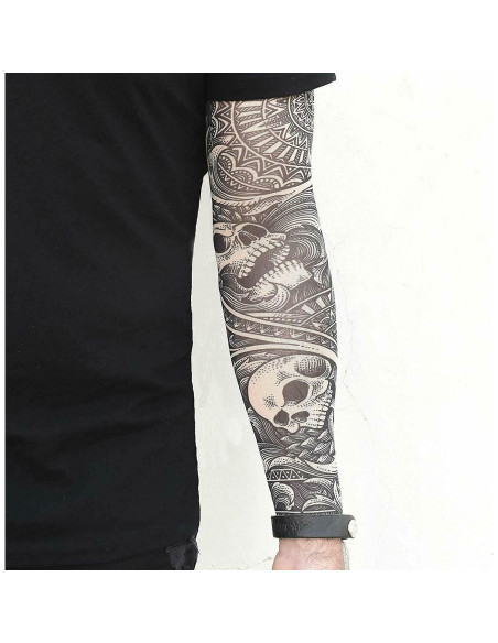 2 Mangas de Tatuaje Nylon Elástico Adulto Punk Rocker Halloween 2 Mangas de Tatuaje Nylon Elástico Adulto Punk Rocker Halloween