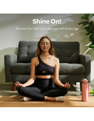 Botella de Agua Hydracy Coach 1L con Marcador de Tiempo Oro Rosa