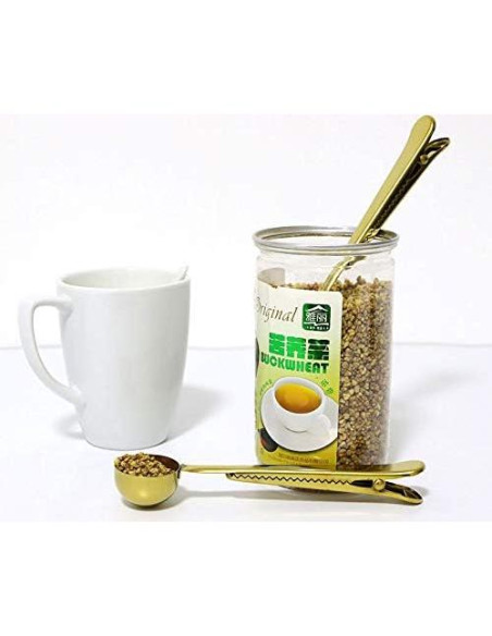 10 Cucharones de Acero Inoxidable 2 en 1 con Clip para Café