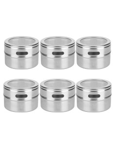 6 Tarros de Especias Magnéticos Beufee de Acero Inoxidable 166g