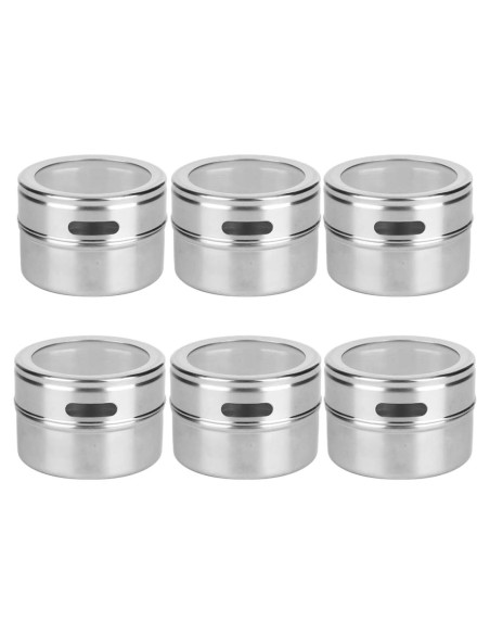 6 Tarros de Especias Magnéticos Beufee de Acero Inoxidable 166g
