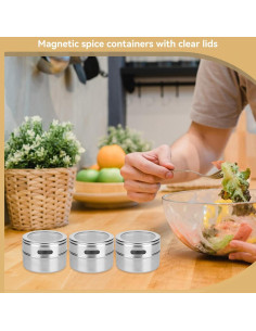 6 Tarros de Especias Magnéticos Beufee de Acero Inoxidable 166g 2