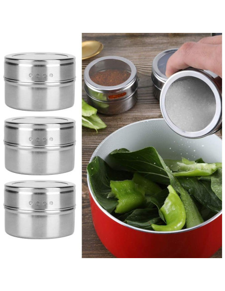 6 Tarros de Especias Magnéticos Beufee de Acero Inoxidable 166g