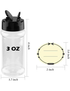 Tarros de Especias de Plástico TUZAZO 3 oz - 14 Pcs con Etiquetas 2
