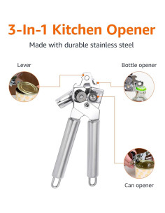 Abrelatas Manual Amazon Basics Acero Inoxidable 21.1cm 2