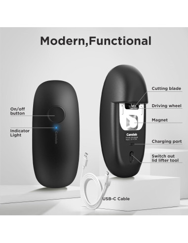 Abrelatas Eléctrico Canslab Ultrablade Recargable 10W Negro