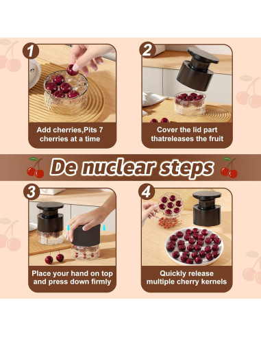 Deshuesador de Cereza Kerfulty 7-en-1 con Protector Salpicaduras