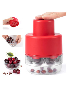 Deshuesador de Cerezas 7 en 1 SCHVUBENR Rojo - Ergonómico y Eficiente