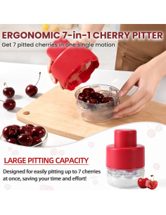 Deshuesador de Cerezas 7 en 1 SCHVUBENR Rojo - Ergonómico y Eficiente 2