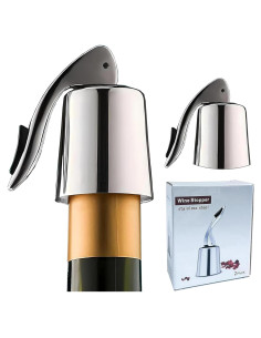 Juego de 2 Tapones de Vino Pafusen Acero Inoxidable Reutilizables