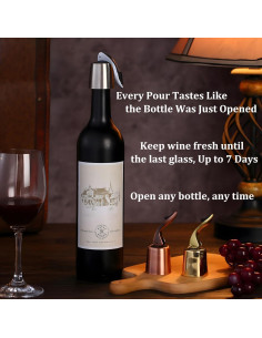 Juego de 2 Tapones de Vino Pafusen Acero Inoxidable Reutilizables 2