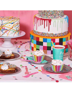 Paquete de 100 forros para cupcakes arcoíris Yuntop - 7 cm 2
