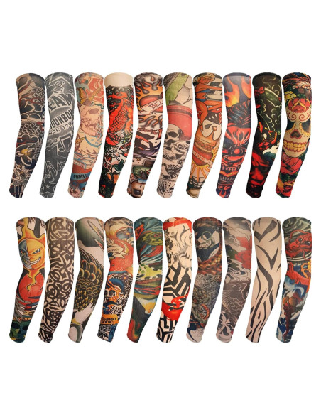 20 Piezas Mangas de Tatuaje Temporales Unisex ChurlChurl