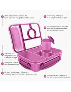 Caja de Almuerzo Bento Amathley 5 Compartimentos 1.3L Púrpura 2