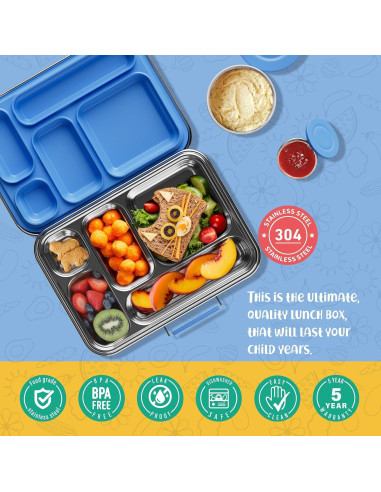 Caja Bento de Acero Inoxidable AOHEA 33 OZ Azul para Niños