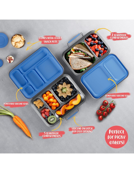 Caja Bento de Acero Inoxidable AOHEA 33 OZ Azul para Niños